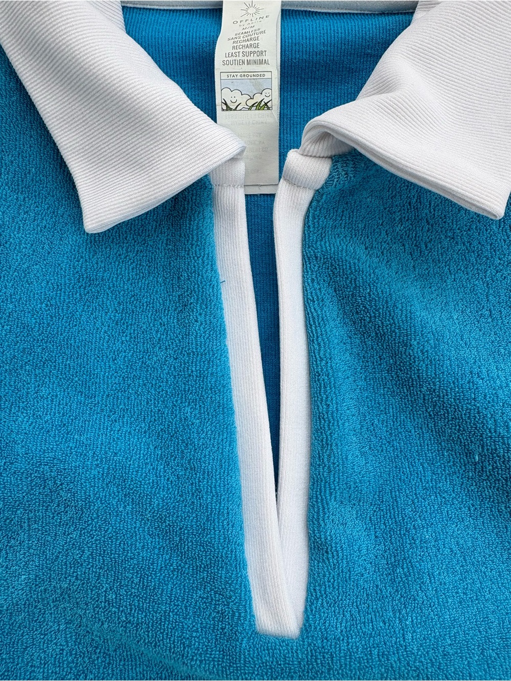 Offline by Aerie Blue Terry Cloth Sleeveless Cropped Polo Top Size M - Picture 5 of 8